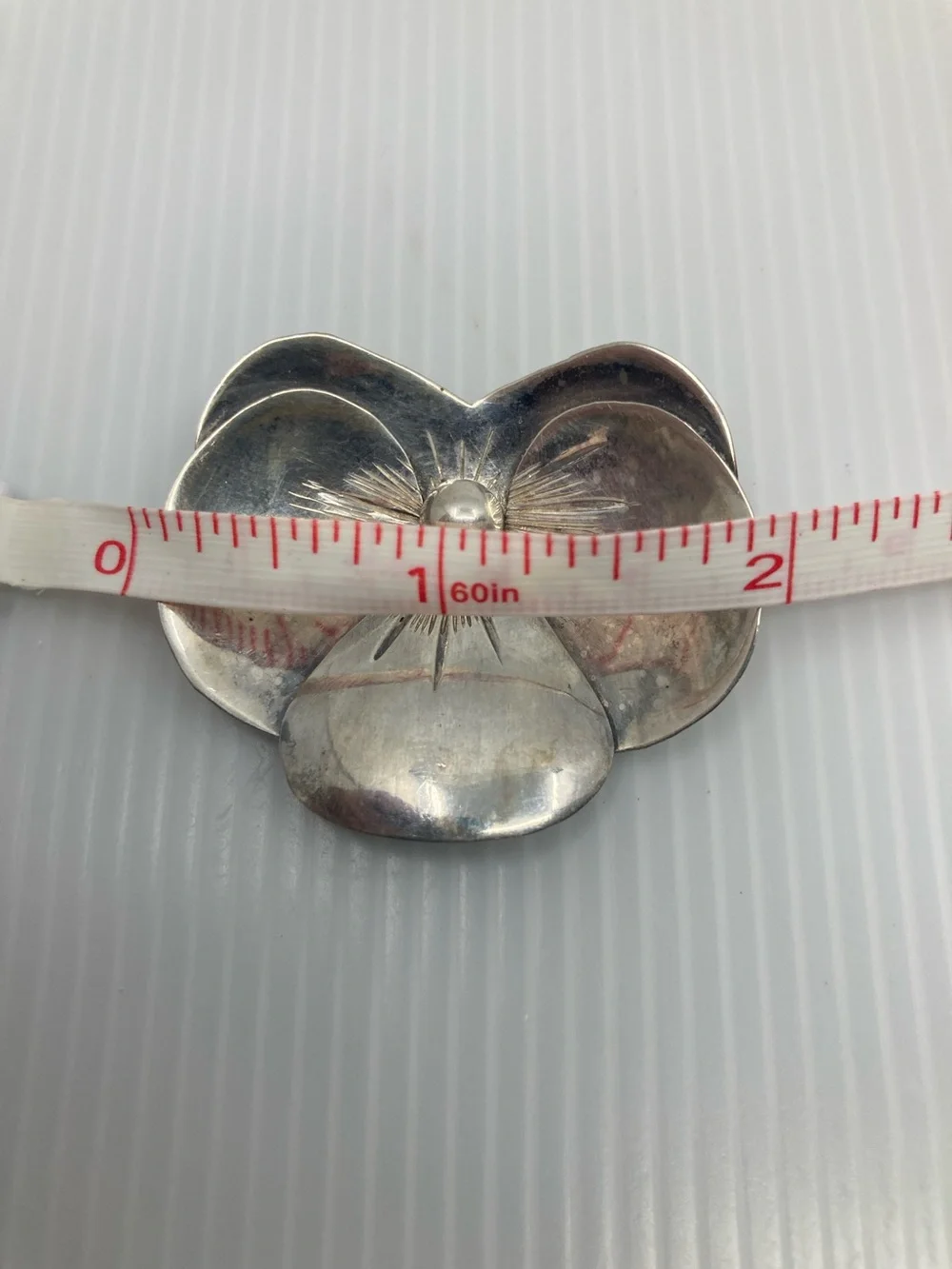 Vintage Mexico Sterling Silver Pansy Brooch & Earring Set MCM Modernist